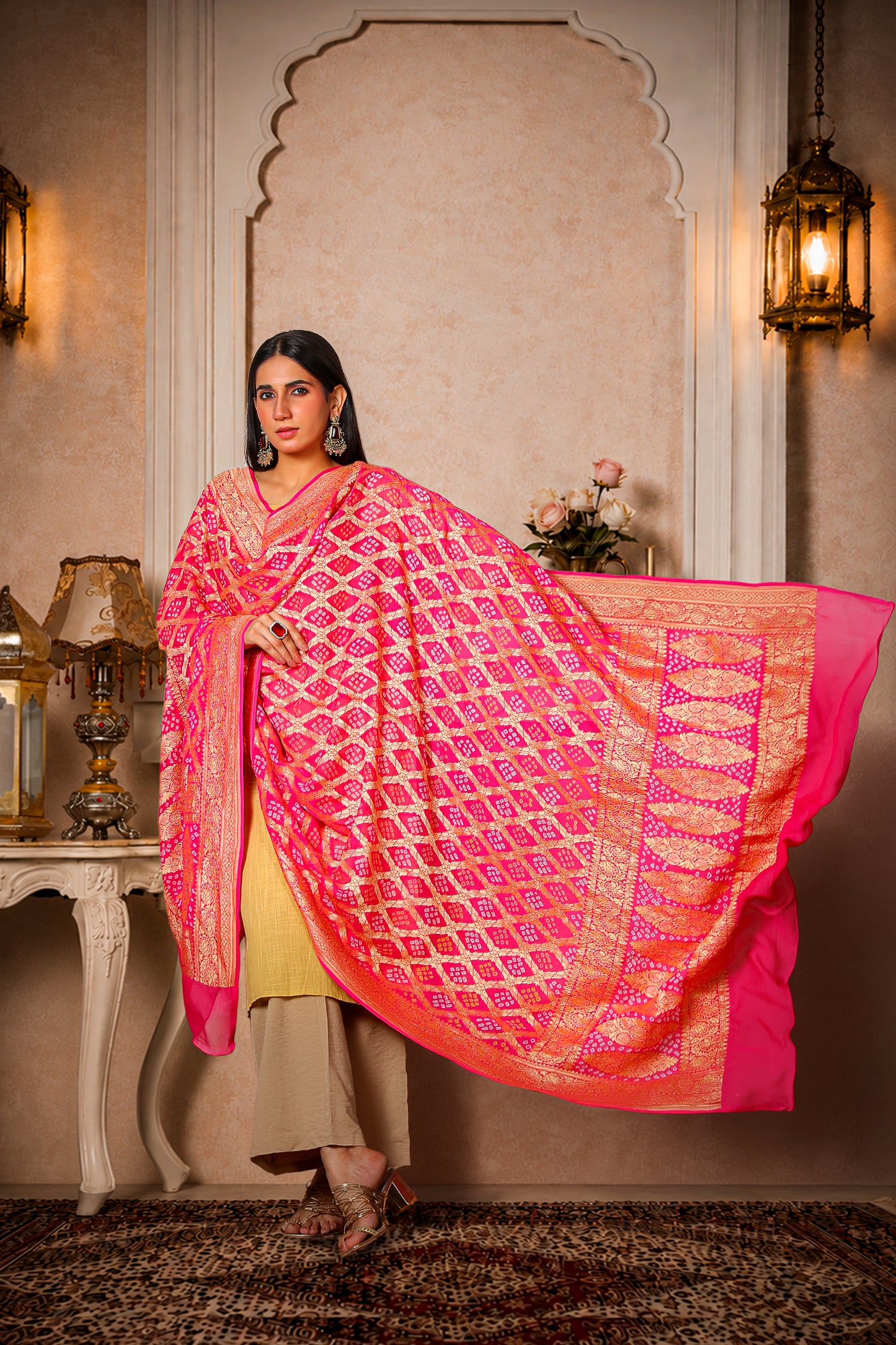 Rangrez – Pure Khaddi Georgette Rai Bandhani Dupatta