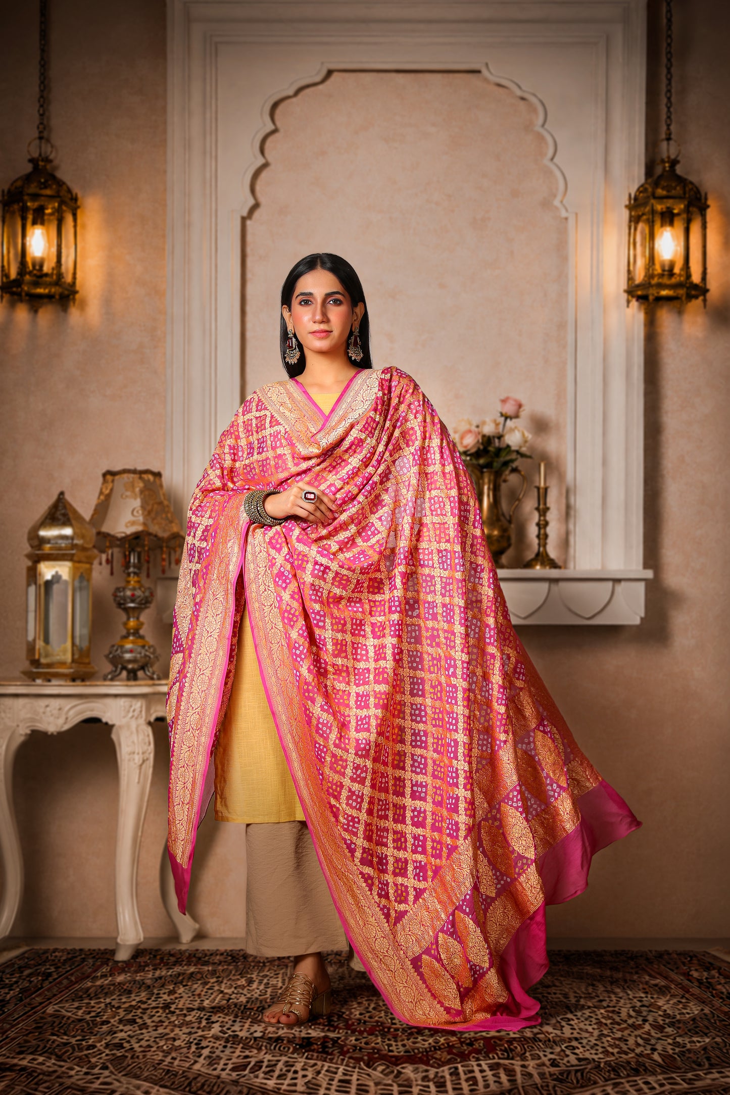 Gulnaar – Pure Khaddi Georgette Rai Bandhani Dupatta