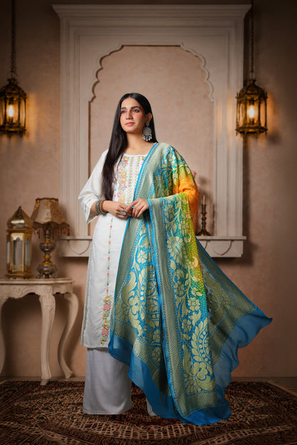 Pushpika – Floral Rai Bandhani Dupatta