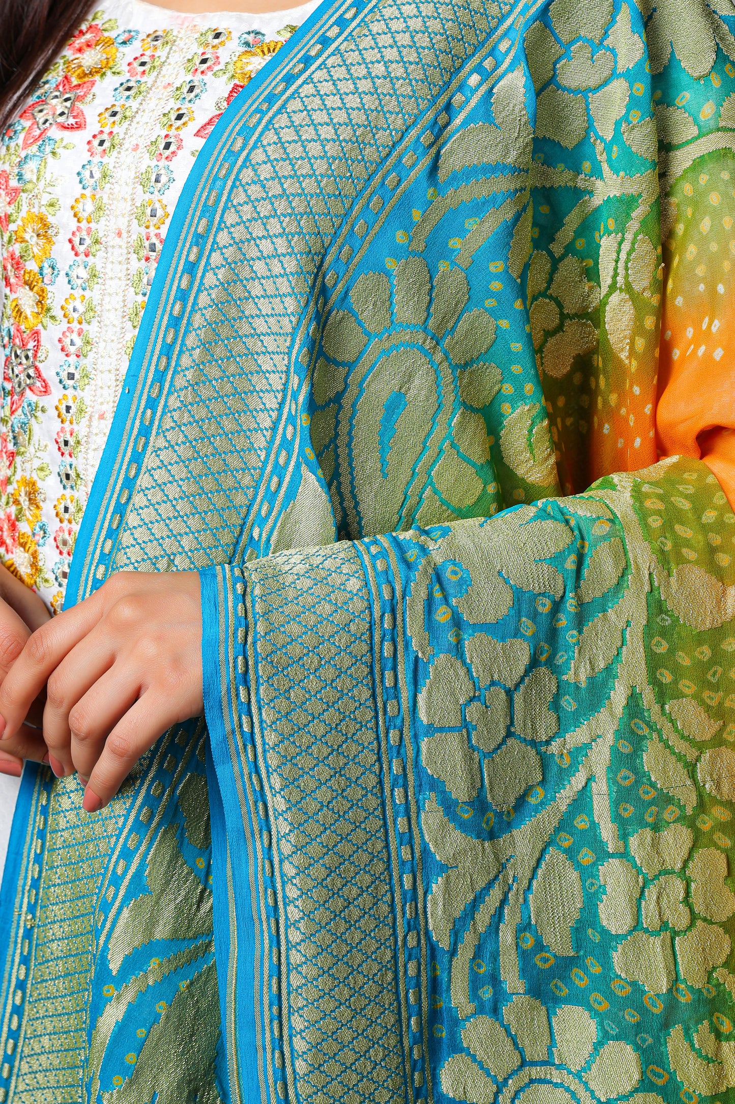 Pushpika – Floral Rai Bandhani Dupatta