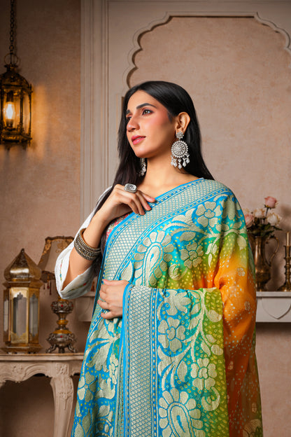 Pushpika – Floral Rai Bandhani Dupatta