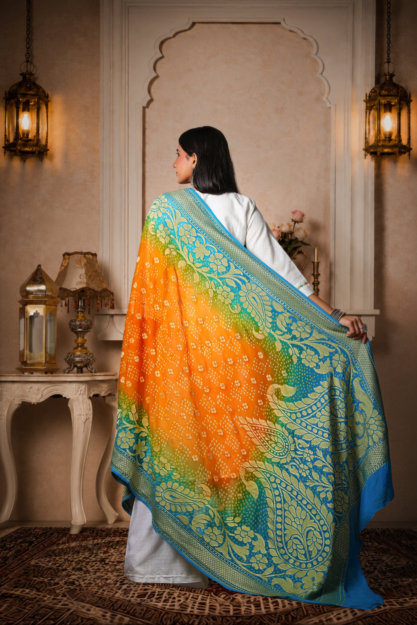 Pushpika – Floral Rai Bandhani Dupatta