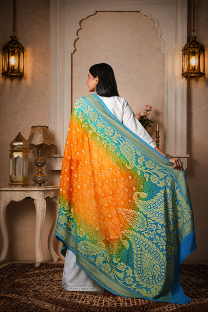 Pushpika – Floral Rai Bandhani Dupatta