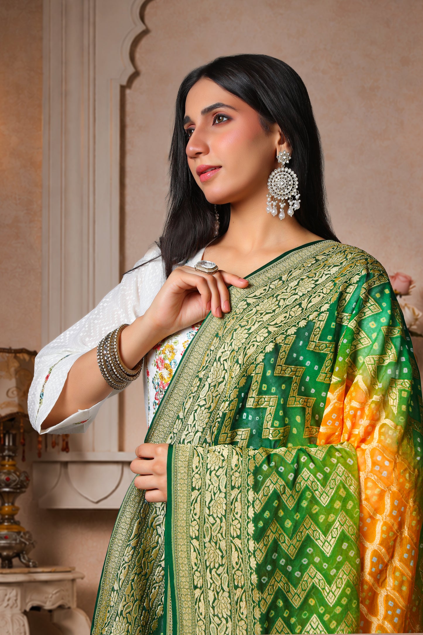 Vasundhara – Rai Bandhani Khaddi Georgette Dupatta