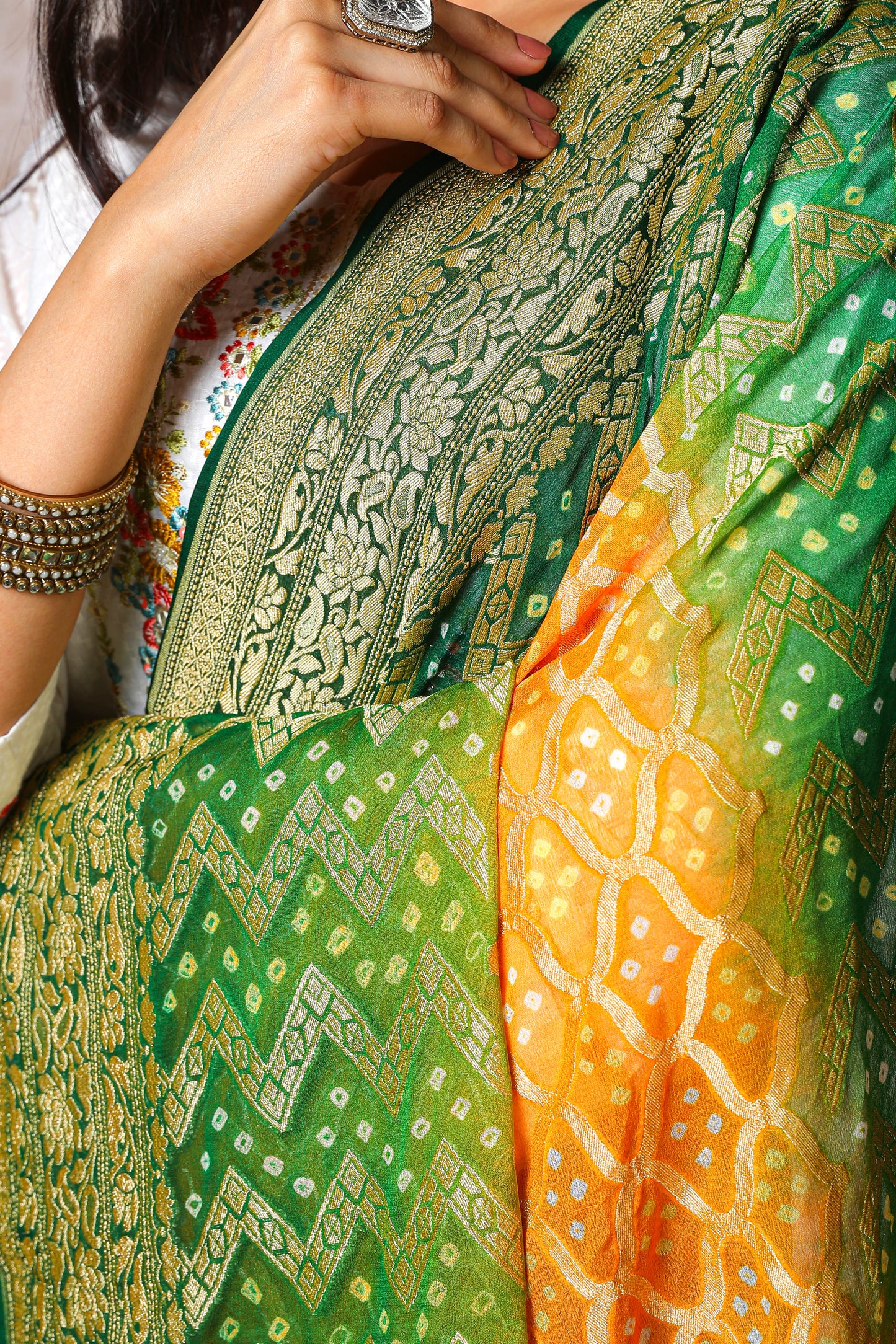 Vasundhara – Rai Bandhani Khaddi Georgette Dupatta