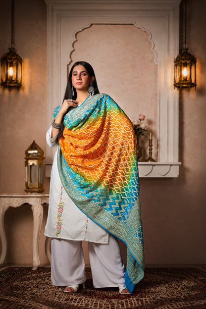 Meghdoot – Rai Bandhani Ombre Dupatta