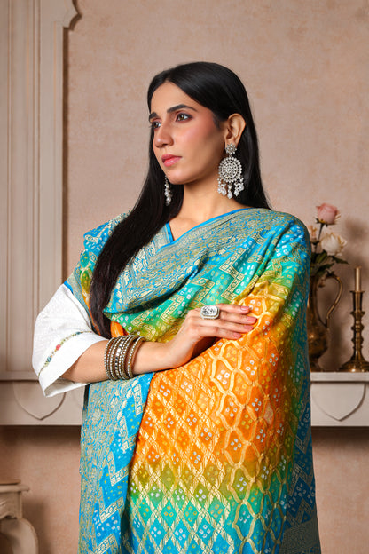 Meghdoot – Rai Bandhani Ombre Dupatta