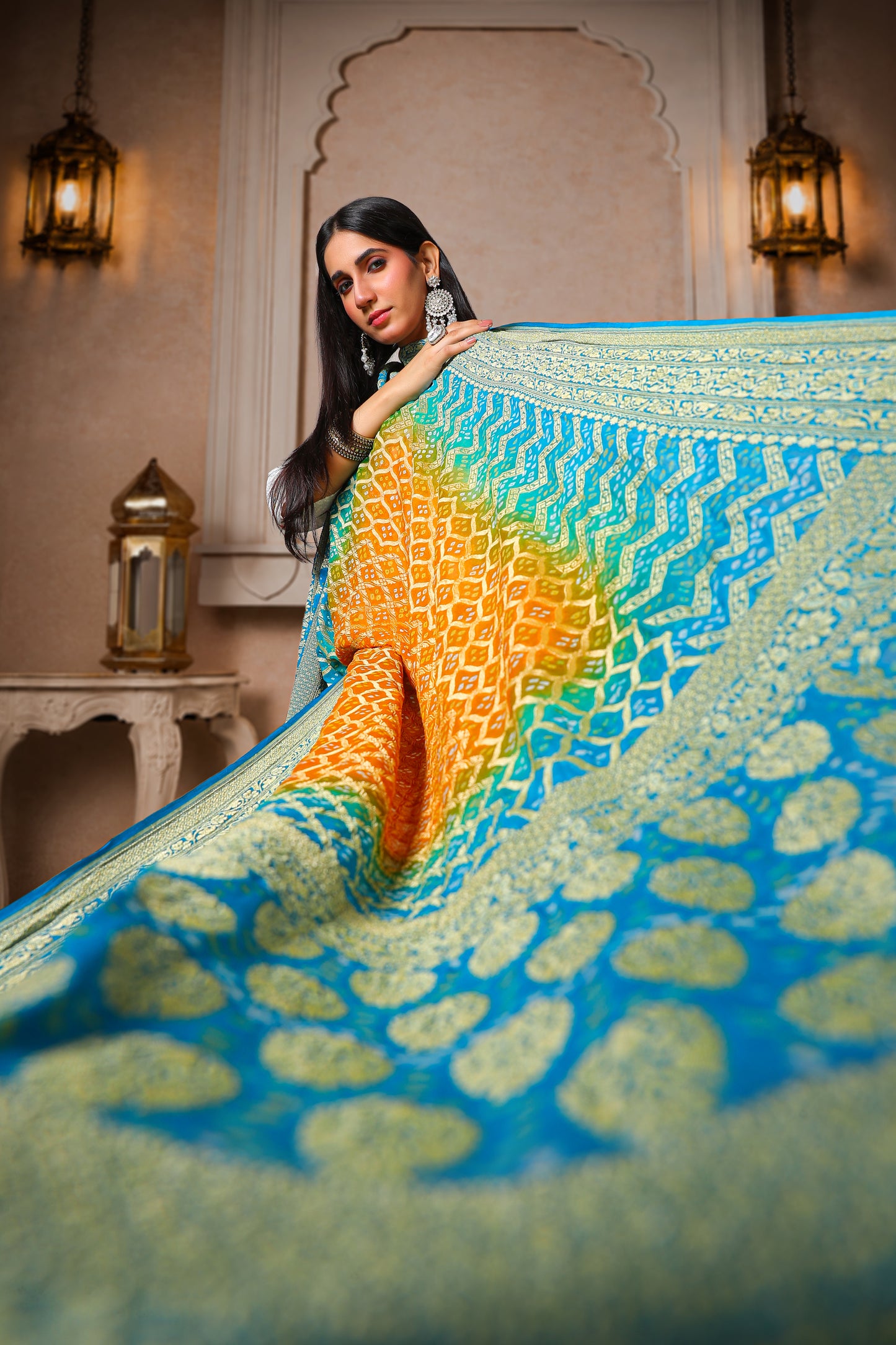 Meghdoot – Rai Bandhani Ombre Dupatta