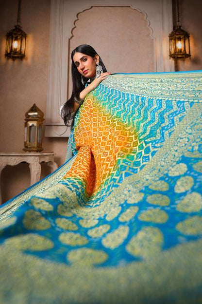 Meghdoot – Rai Bandhani Ombre Dupatta