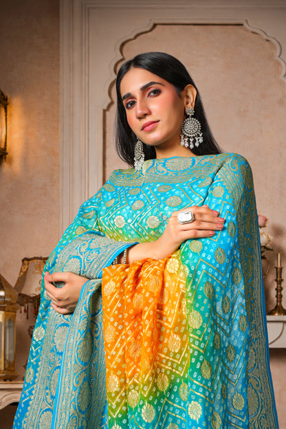 Bindu – Rai Bandhani Dupatta with Round Booti