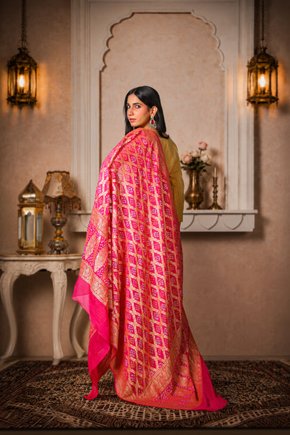 Rangrez – Pure Khaddi Georgette Rai Bandhani Dupatta