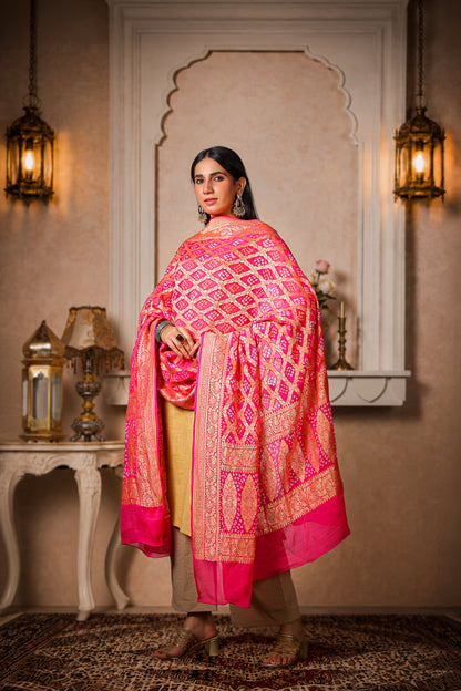 Rangrez – Pure Khaddi Georgette Rai Bandhani Dupatta
