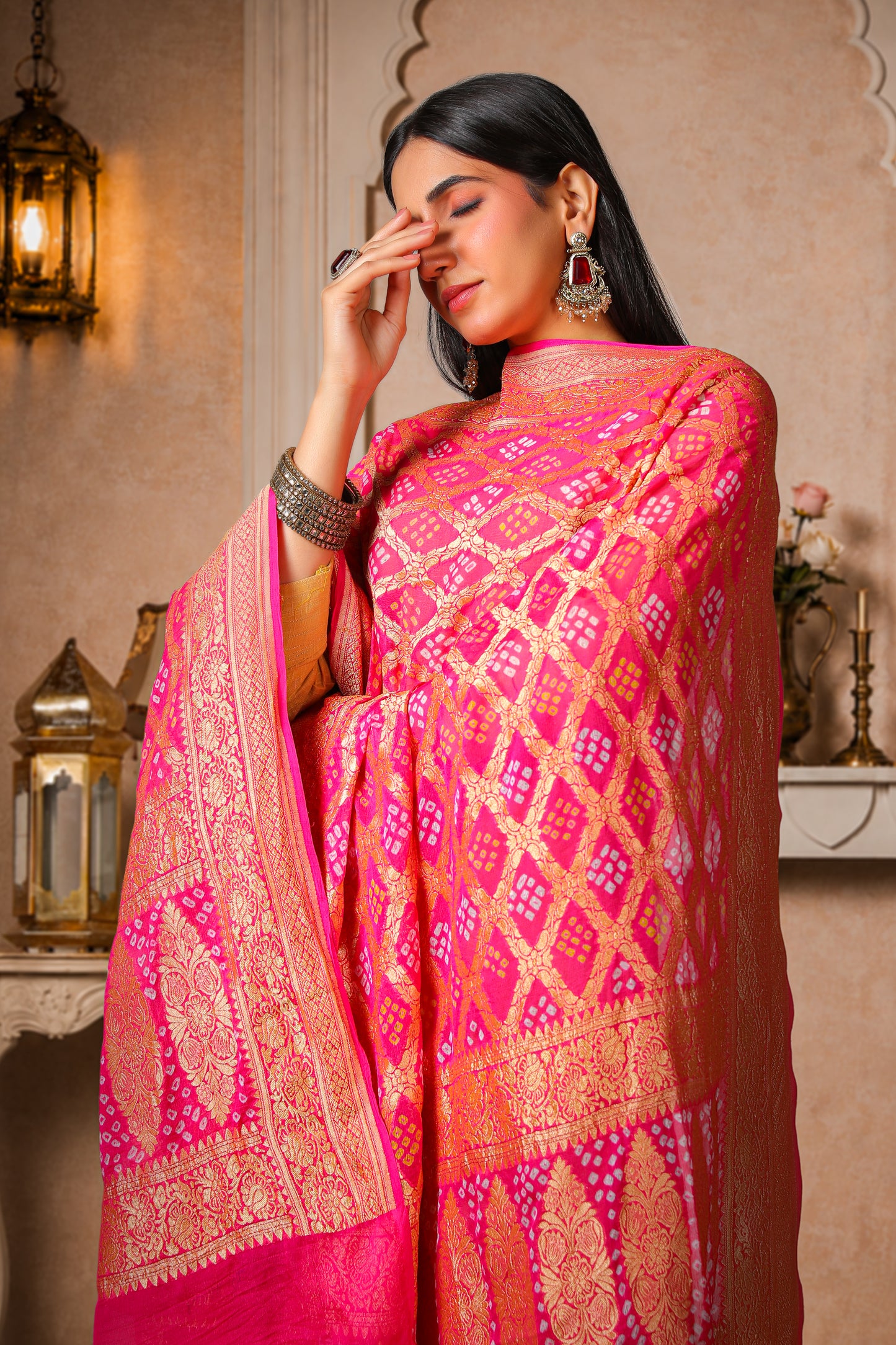 Rangrez – Pure Khaddi Georgette Rai Bandhani Dupatta