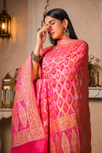 Rangrez – Pure Khaddi Georgette Rai Bandhani Dupatta