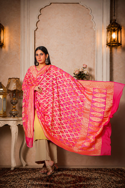Rangrez – Pure Khaddi Georgette Rai Bandhani Dupatta