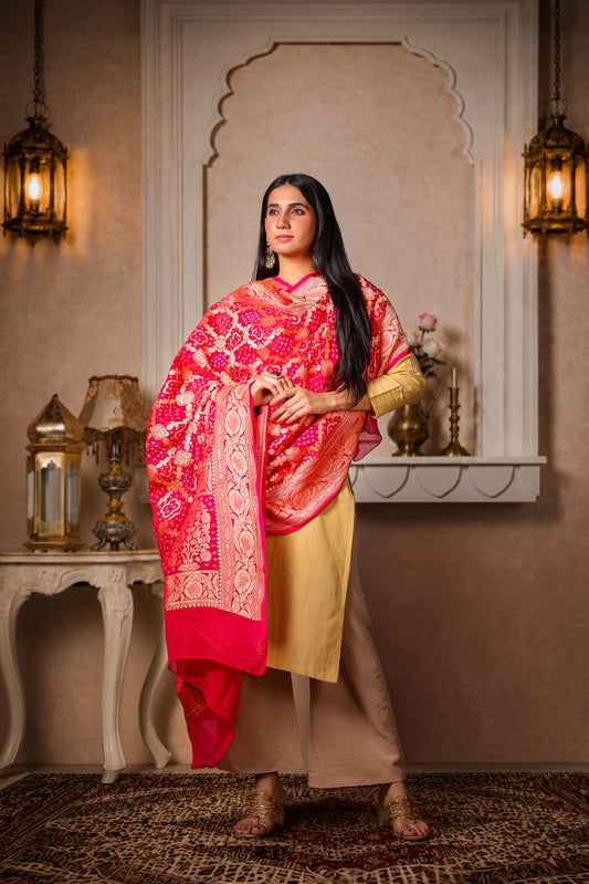 Raas – Pure Khaddi Georgette Rai Bandhani Dupatta