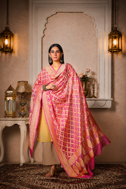 Gulnaar – Pure Khaddi Georgette Rai Bandhani Dupatta