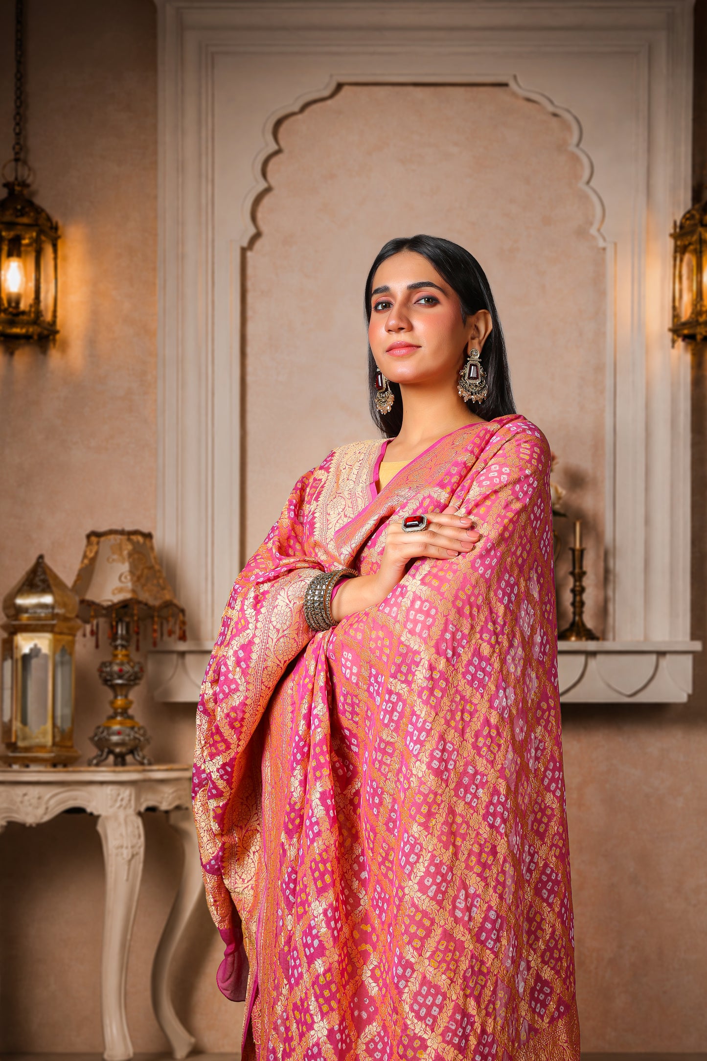 Gulnaar – Pure Khaddi Georgette Rai Bandhani Dupatta