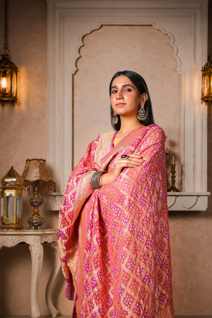 Gulnaar – Pure Khaddi Georgette Rai Bandhani Dupatta