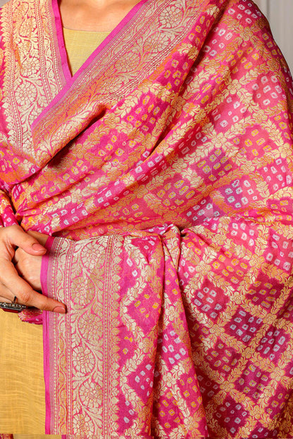 Gulnaar – Pure Khaddi Georgette Rai Bandhani Dupatta