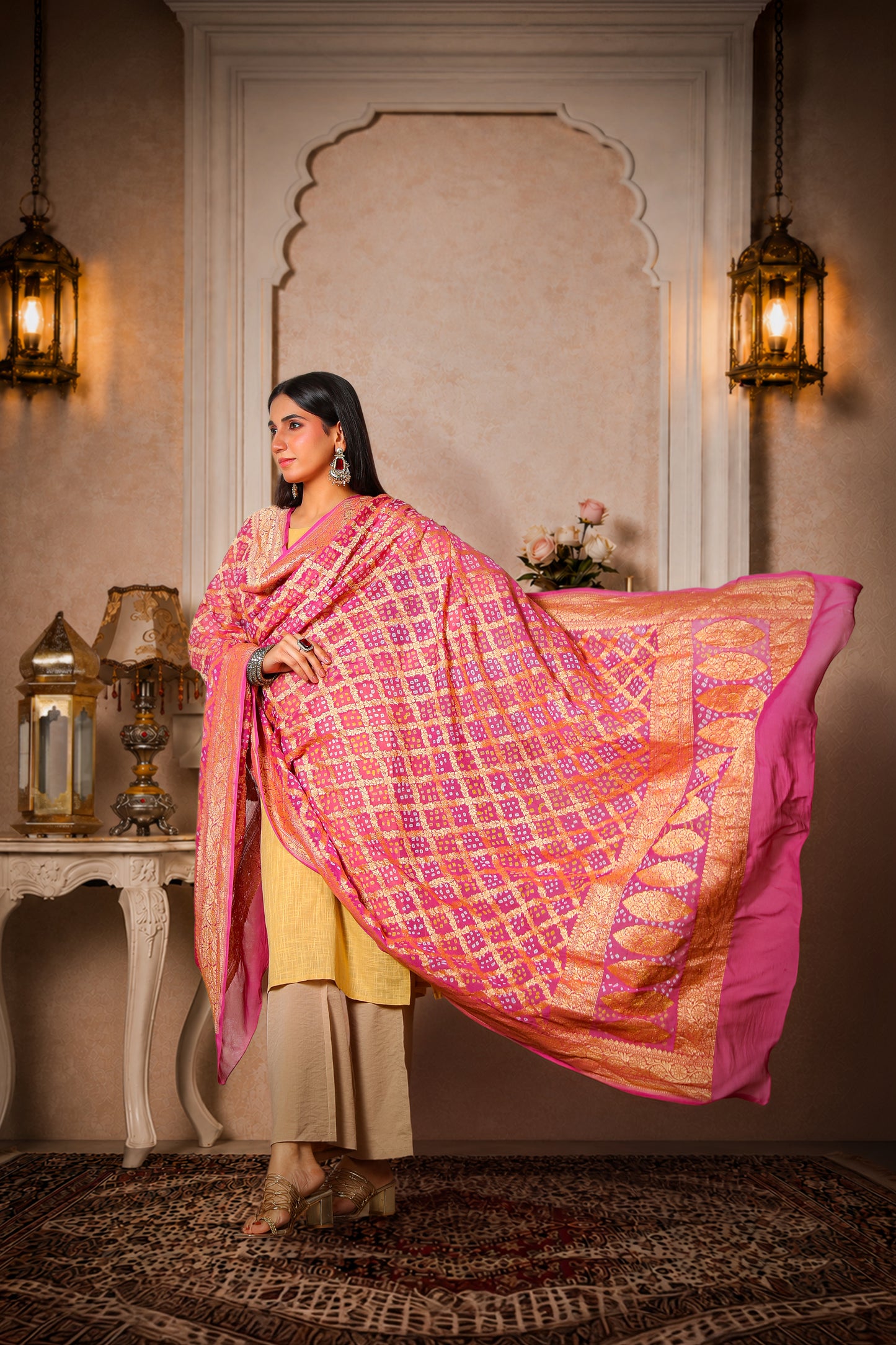 Gulnaar – Pure Khaddi Georgette Rai Bandhani Dupatta