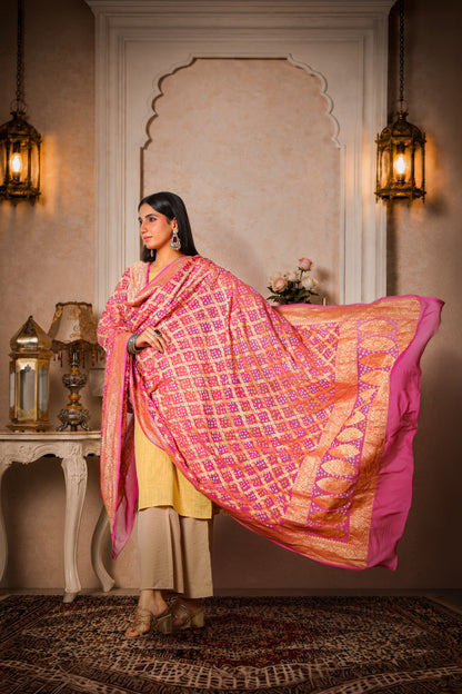 Gulnaar – Pure Khaddi Georgette Rai Bandhani Dupatta