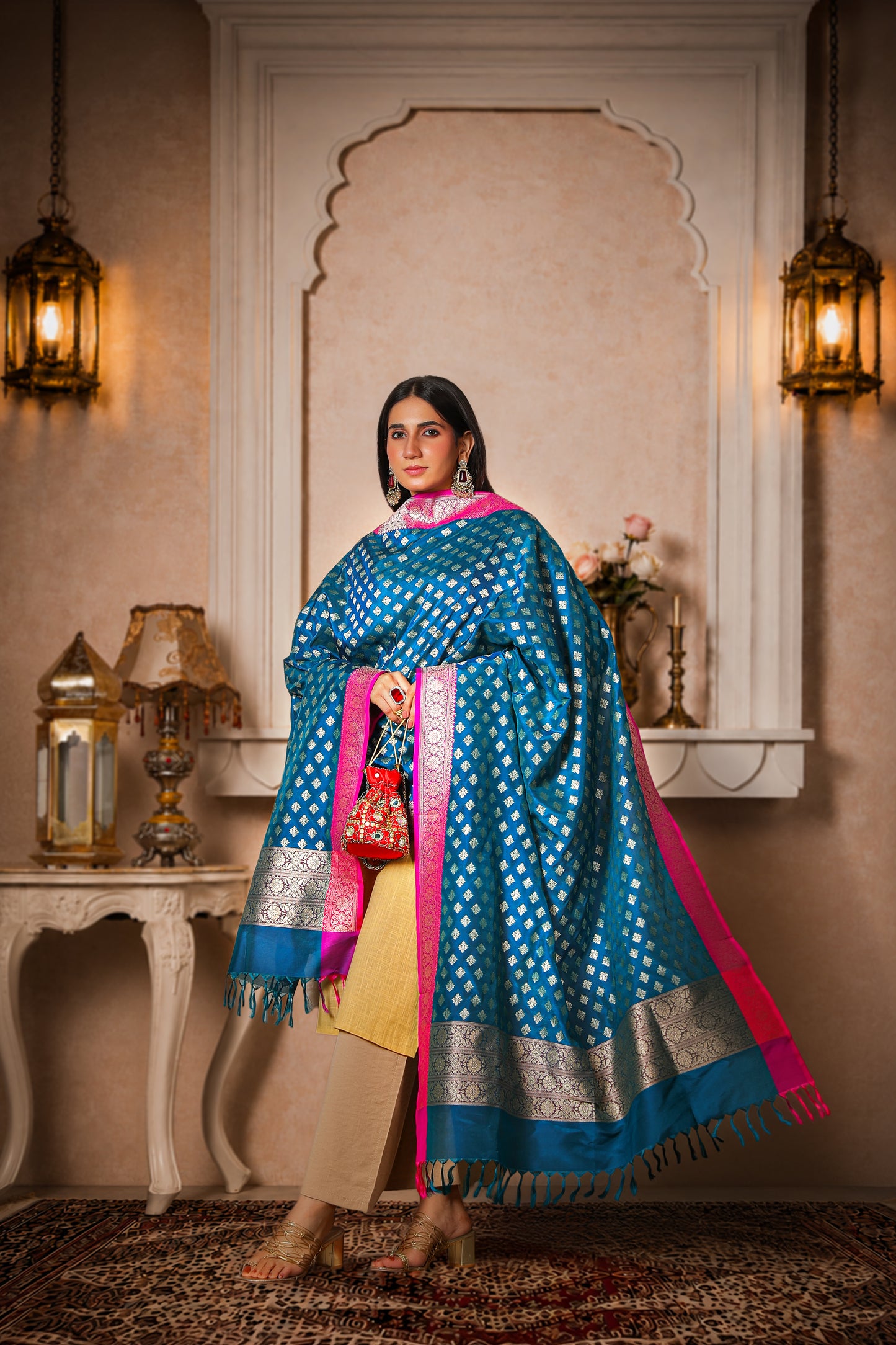 Indraneel – Pure Silk Banarasi Dupatta in Royal Blue