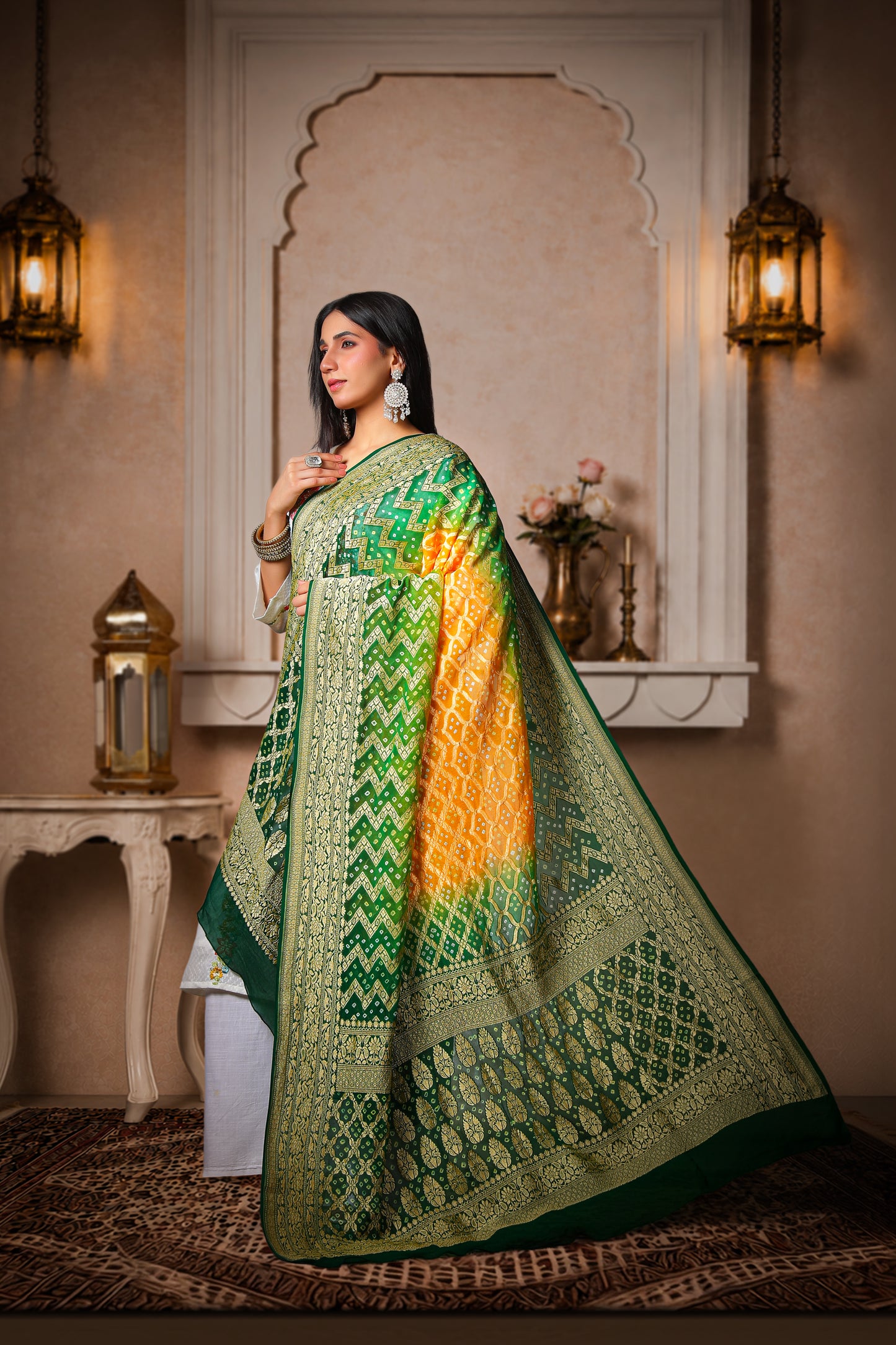 Vasundhara – Rai Bandhani Khaddi Georgette Dupatta
