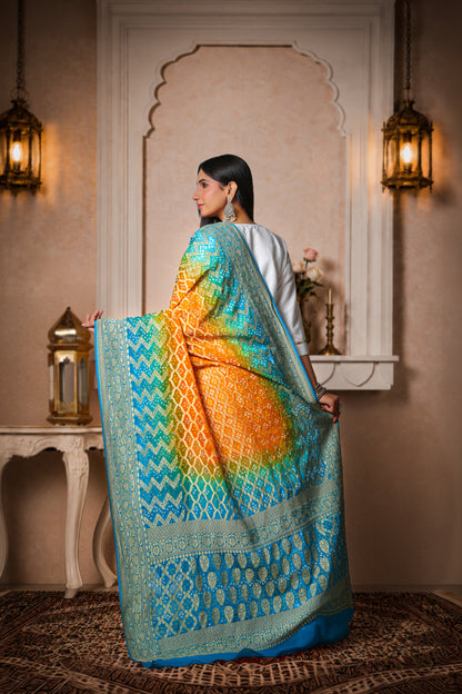 Meghdoot – Rai Bandhani Ombre Dupatta