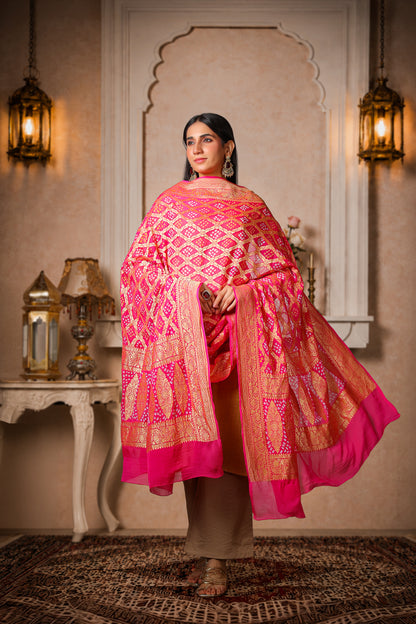 Rangrez – Pure Khaddi Georgette Rai Bandhani Dupatta